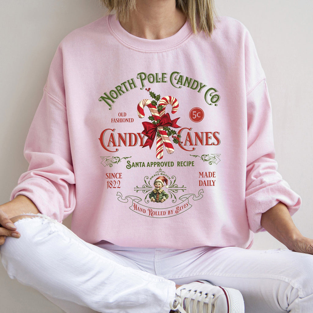 North Pole Candy Company Christmas Collection Festive Holiday Treats Theme Sweatshirt