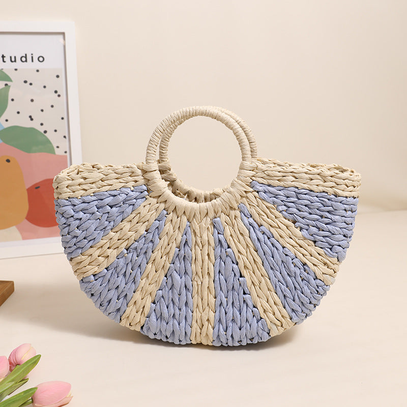 Woven Bag Semicircle Straw Bag Handbag Vacation Beach Bag Women Bag