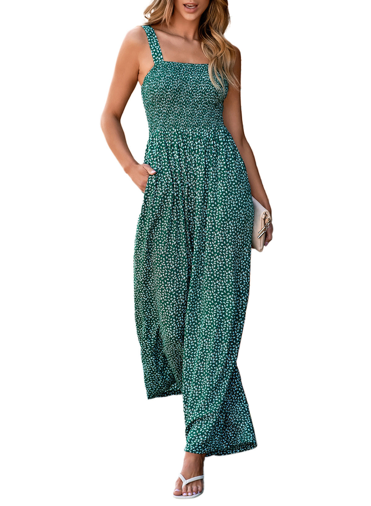 Women's Bohemian Spaghetti Strap Printed Jumpsuit Pants