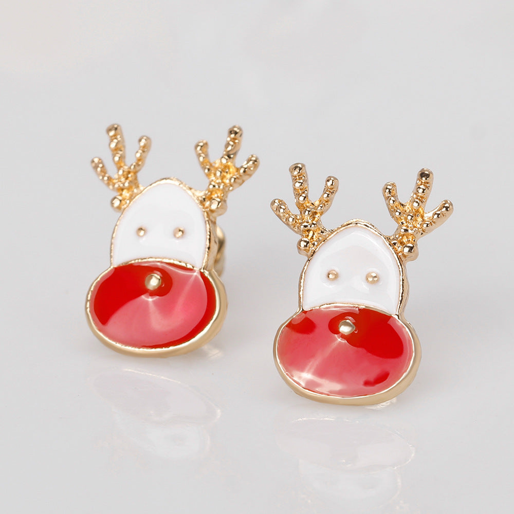 Christmas Snowflake Elk Earrings for Girls