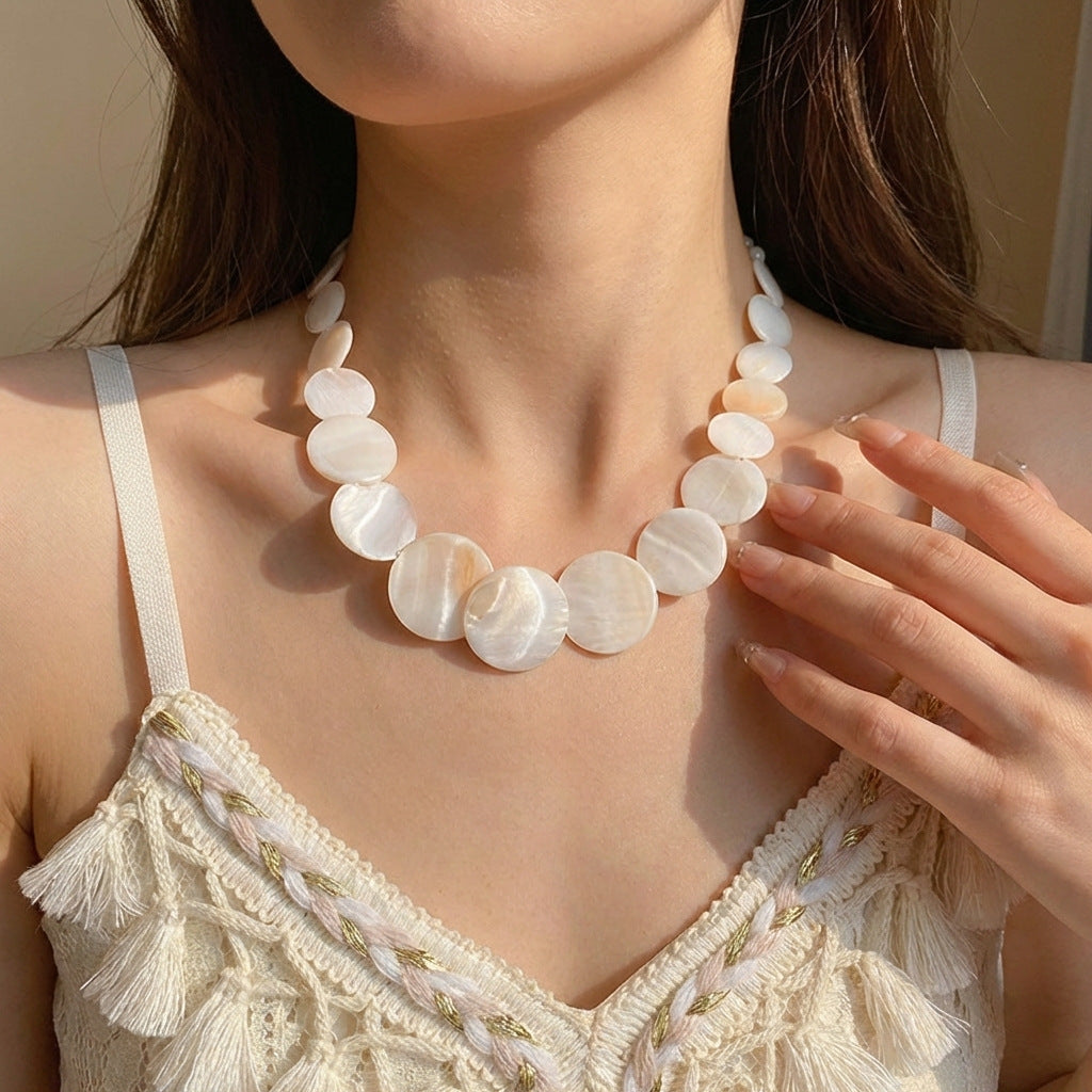 Seaside Beach Vacation Style Beaded Pearl Clavicle Necklace