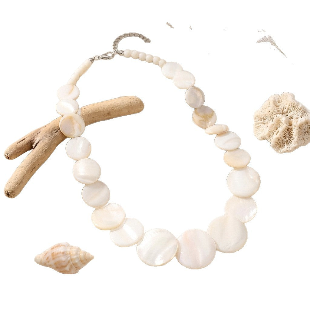 Seaside Beach Vacation Style Beaded Pearl Clavicle Necklace