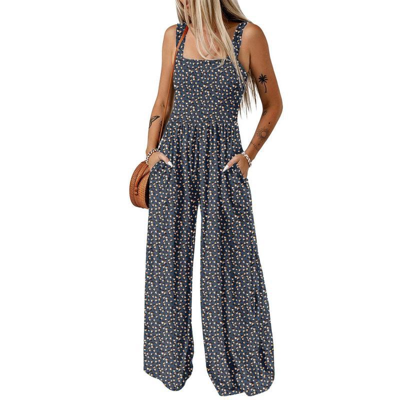 Women's Bohemian Spaghetti Strap Printed Jumpsuit Pants