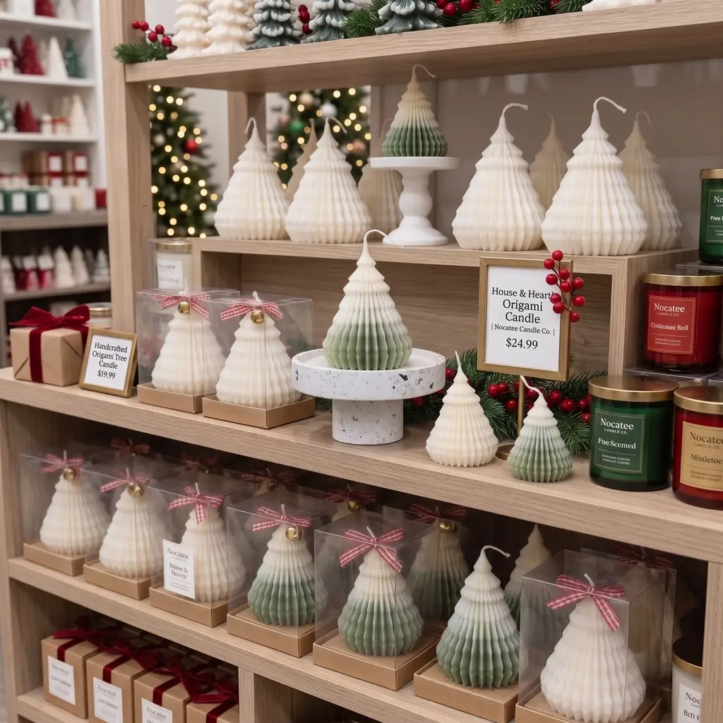 Origami Christmas Tree Candles | Handcrafted Holiday Decor