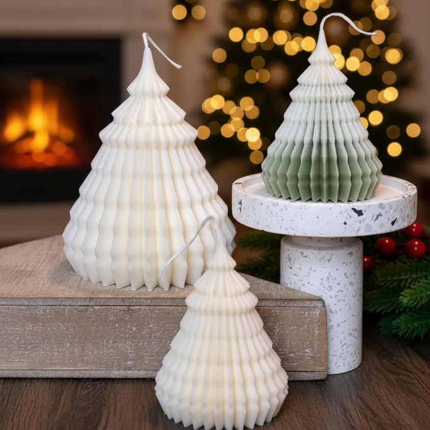 Origami Christmas Tree Candles | Handcrafted Holiday Decor
