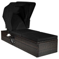 Outdoor Chaise Lounge Chair with Folding Canopy