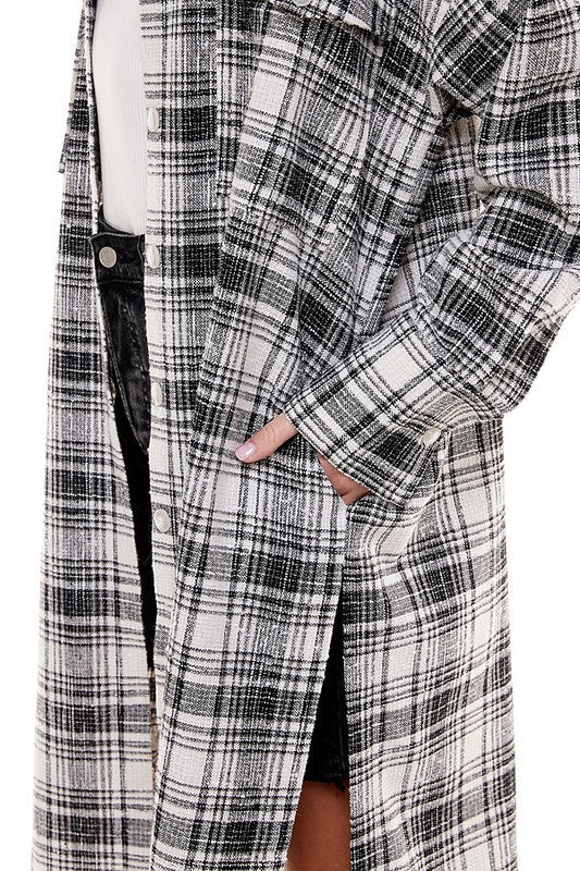 Oversized Long Plaid Shacket