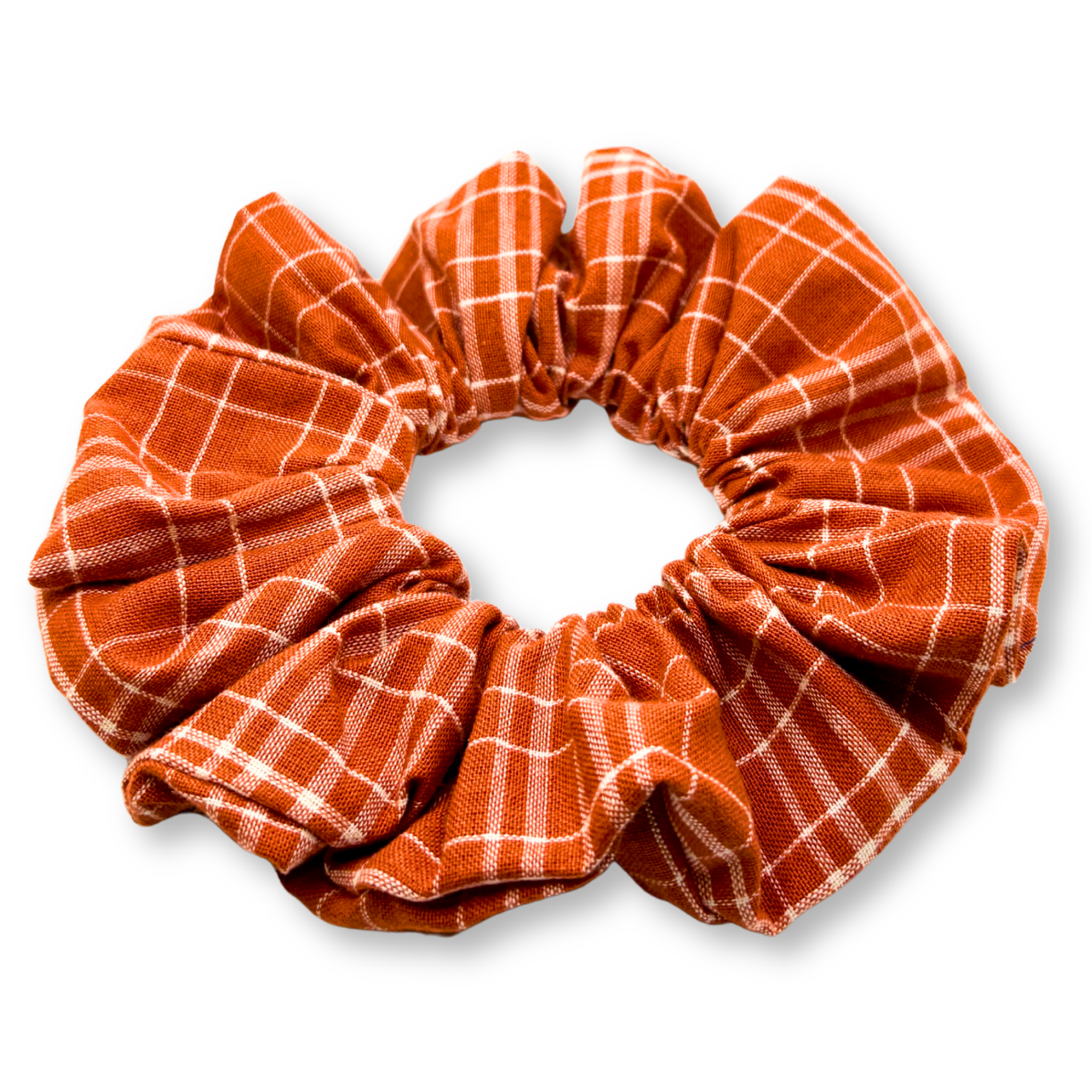 Rustic Orange Fall Plaid Scrunchie