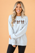 Game Day Rugby Bow Chenille Embroidered Oversized Sweatshirt
