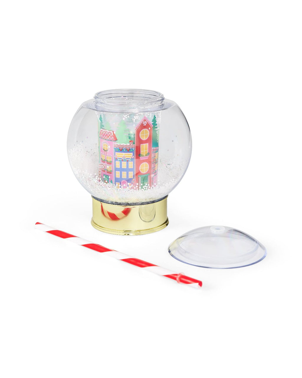 Holiday Village Snow Globe Novelty Sipper (Christmas Cup - set of 1, 6, or 12)