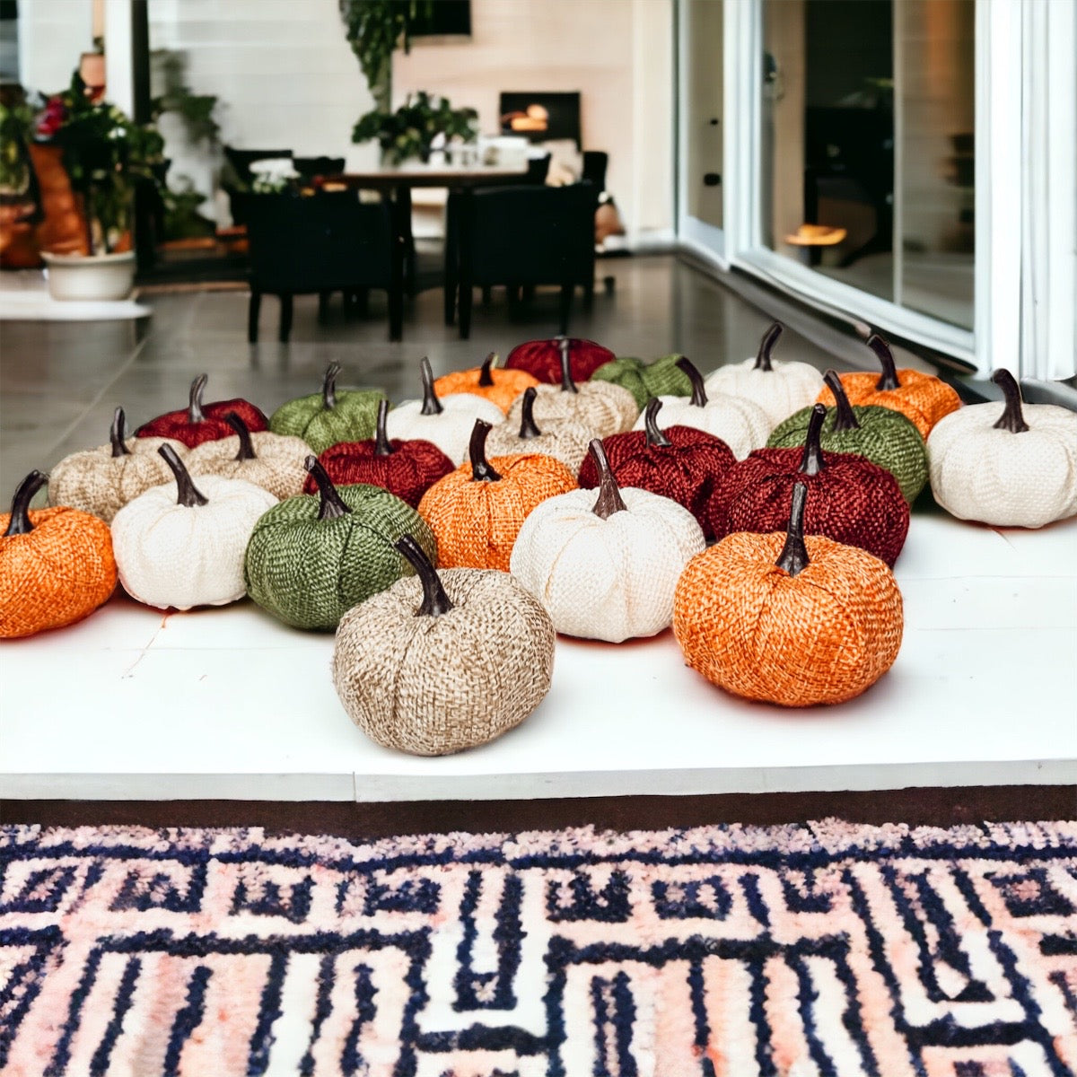Jute Mini Pumpkins Rustic Fall Decor Set Handmade Jute Cotton Table Accents