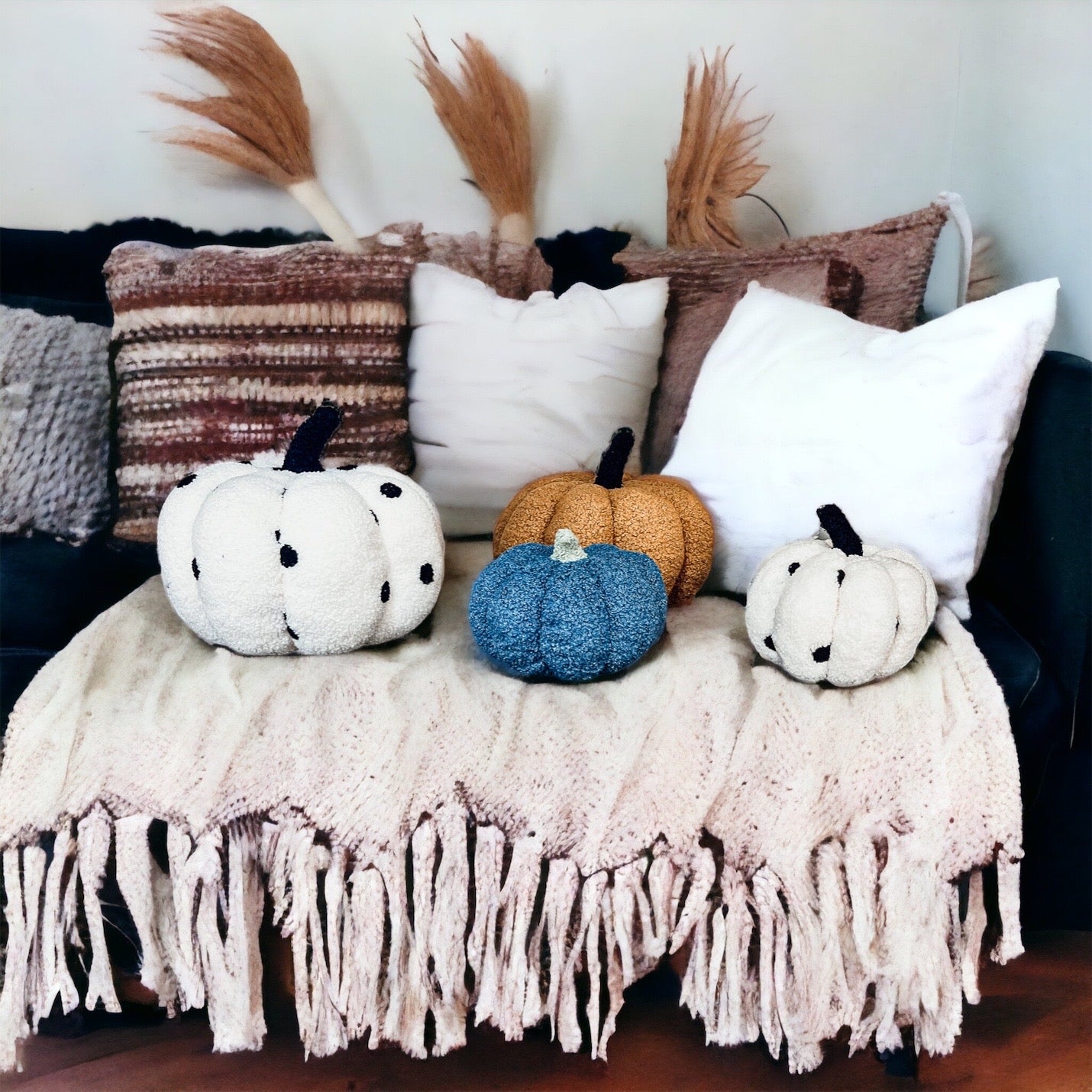 Plush Pumpkin Throw Pillow Decorative Fall Pillow Soft Cuddle Pumpkin Decor