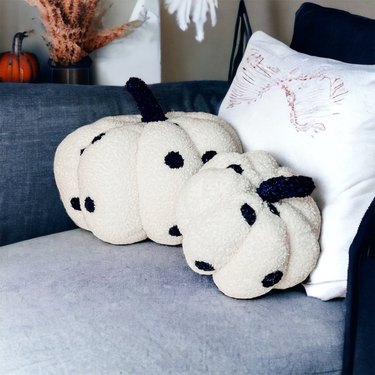 Plush Pumpkin Throw Pillow Decorative Fall Pillow Soft Cuddle Pumpkin Decor