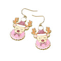 Glittered Enamel Christmas Reindeer Dangle Earrings