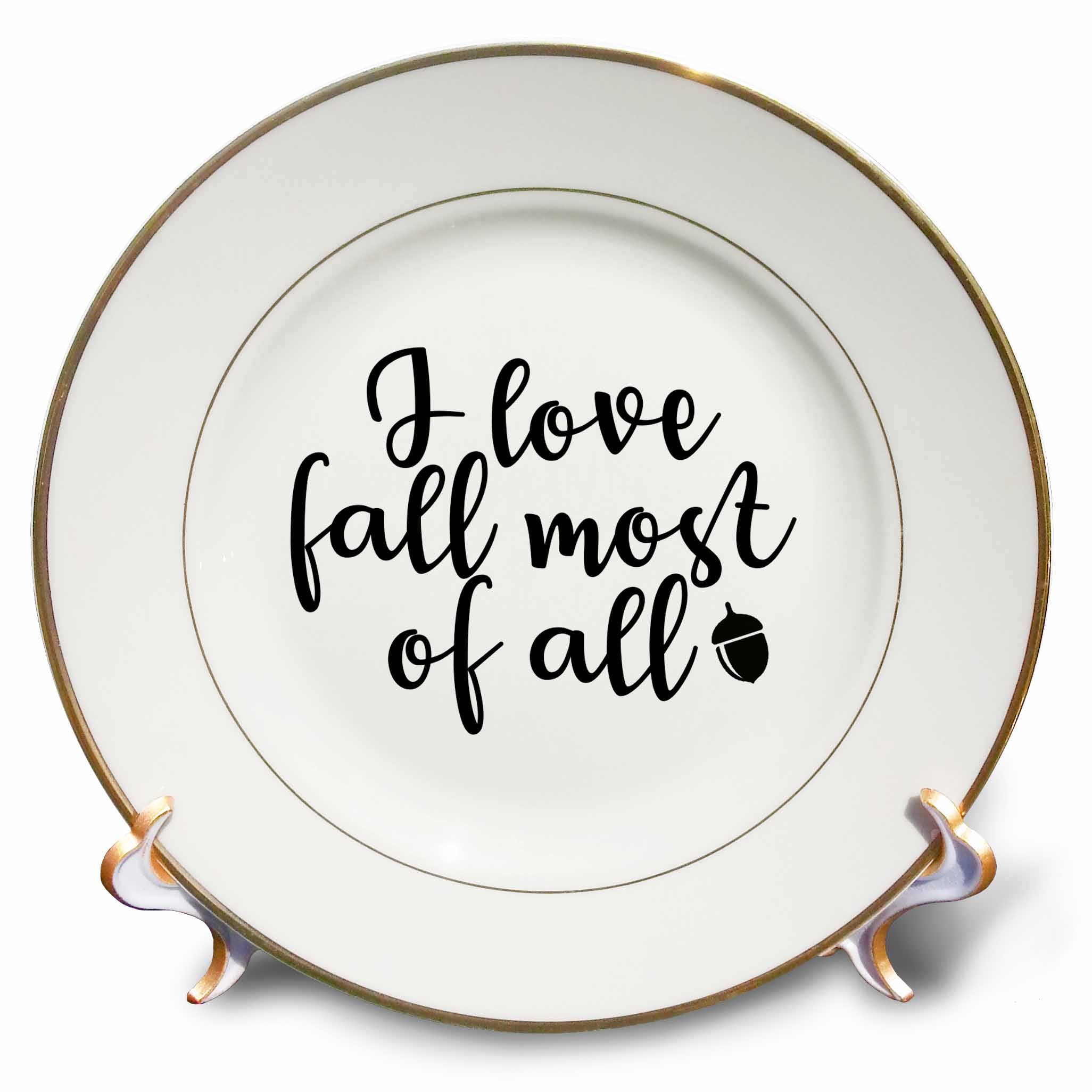 3dRose Tory Anne Collections Quotes - I Love Fall Most of All - Plates (cp_337220)