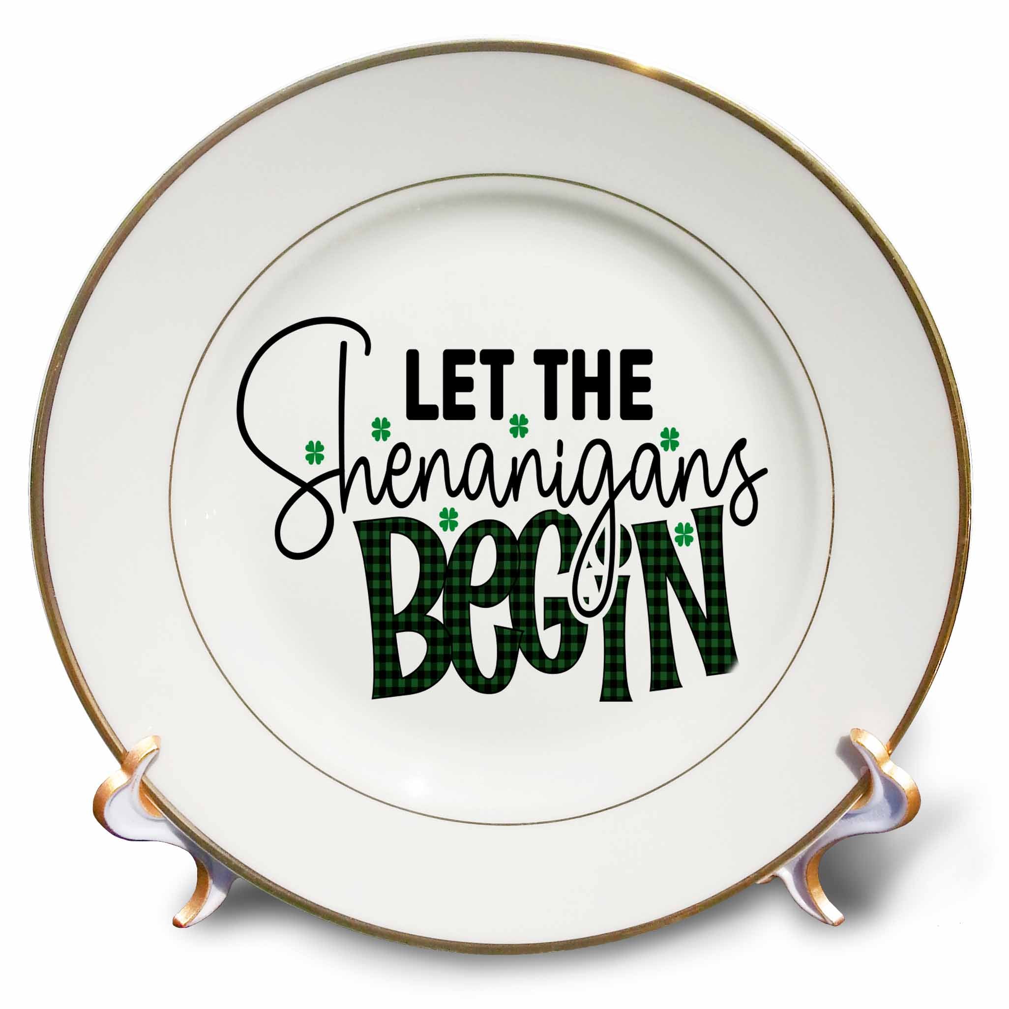 3dRose St Patricks Day Let The Shenanigans Begin - Plates (cp-374624)