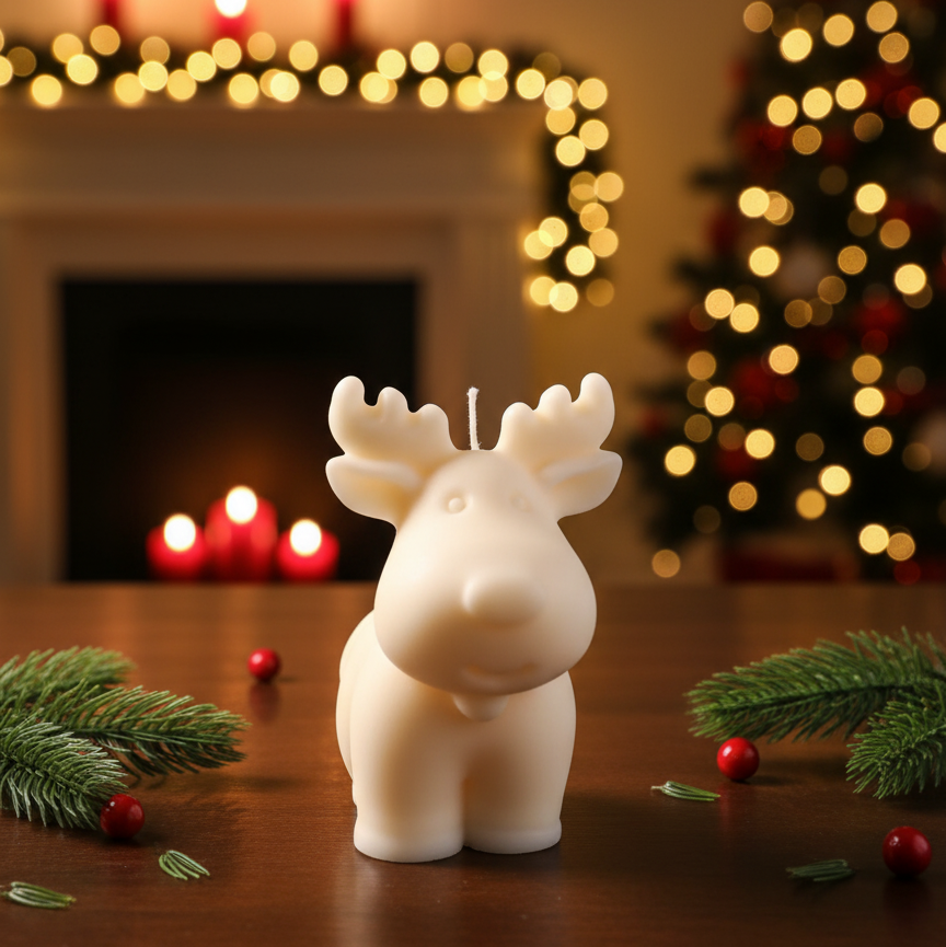 Reindeer Soy Candle – Holiday Christmas Decor & Gift