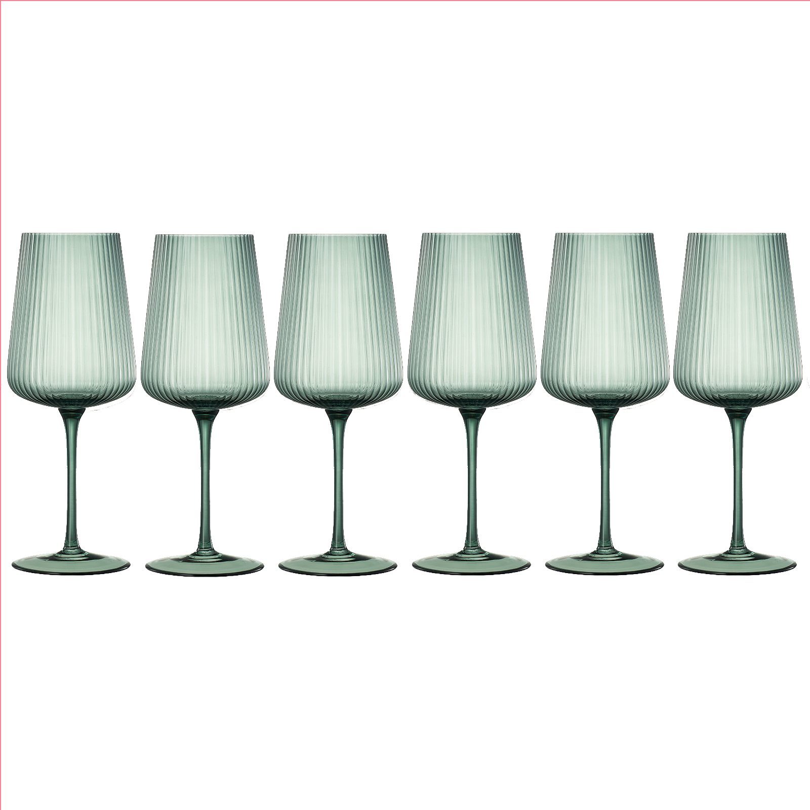 Tonal Ribbed Stemmed Wine Glassware, Set of 6
