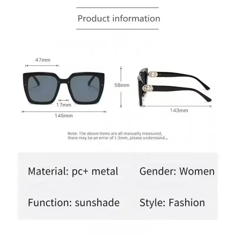 New Fashion Brand Designer Sunglasses Women Vintage Rays Mirror Square Party Travel Luxury Letter Shades Sun Glasses UV400
