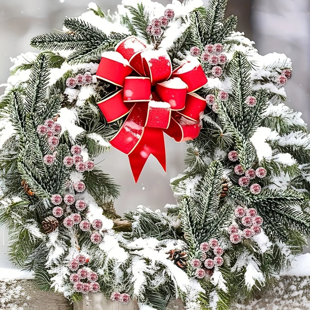 Snow White Artificial Pine Needle Berry Bouquet Christmas Decoration for Xmas Tree Garland Ornament Home Decor New Year DIY Gift