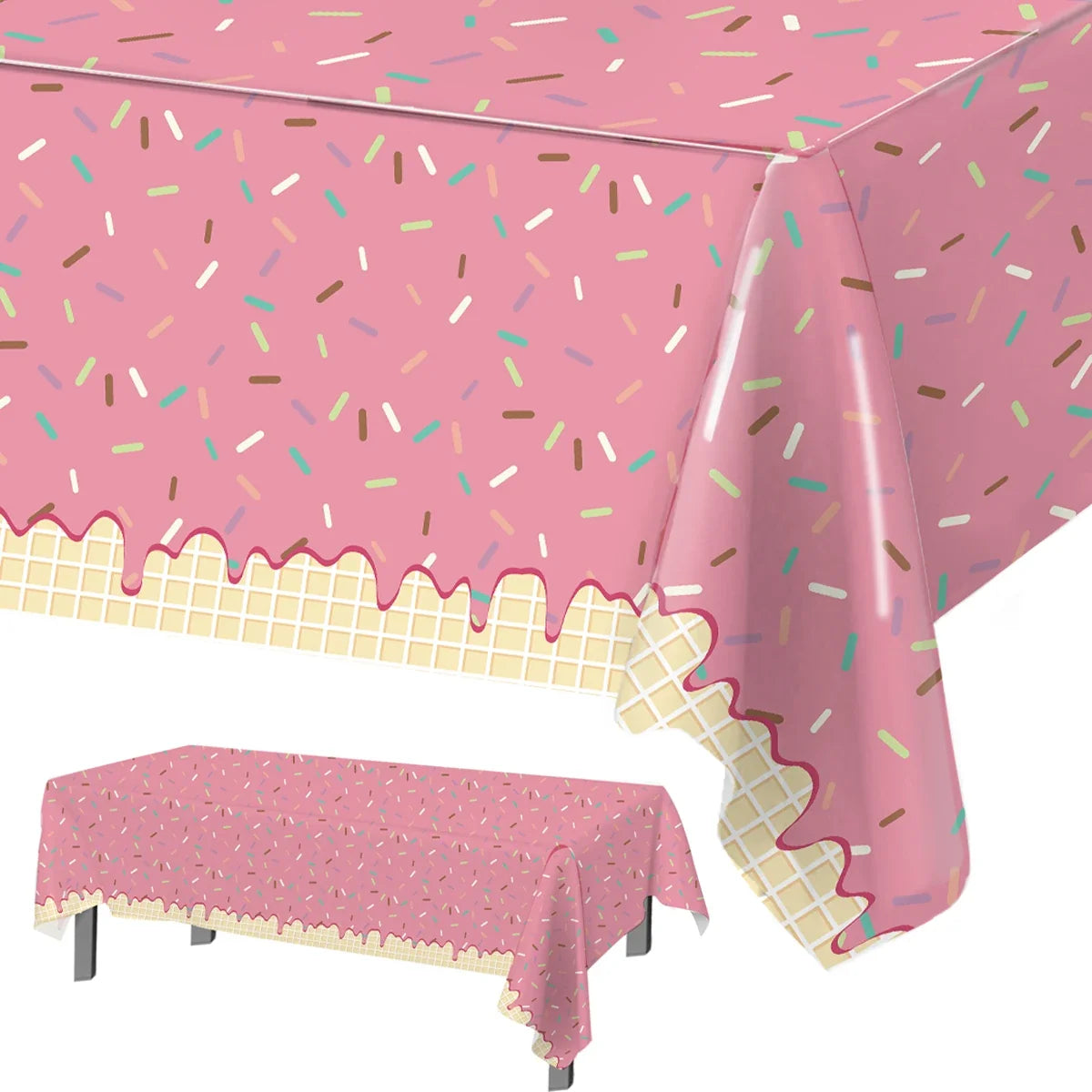 Pink Donut Disposable Tablecloth Doughnut Table Cover Girls 1st Birthday Party Decor Kids Wedding Birthday Supplies Baby Shower
