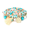 Bohemia Crystal Tassel Multicolor Beads Bracelets For Women Handmade Elastic Rope Charm Wrap Bracelet Summer Beach Party Jewelry