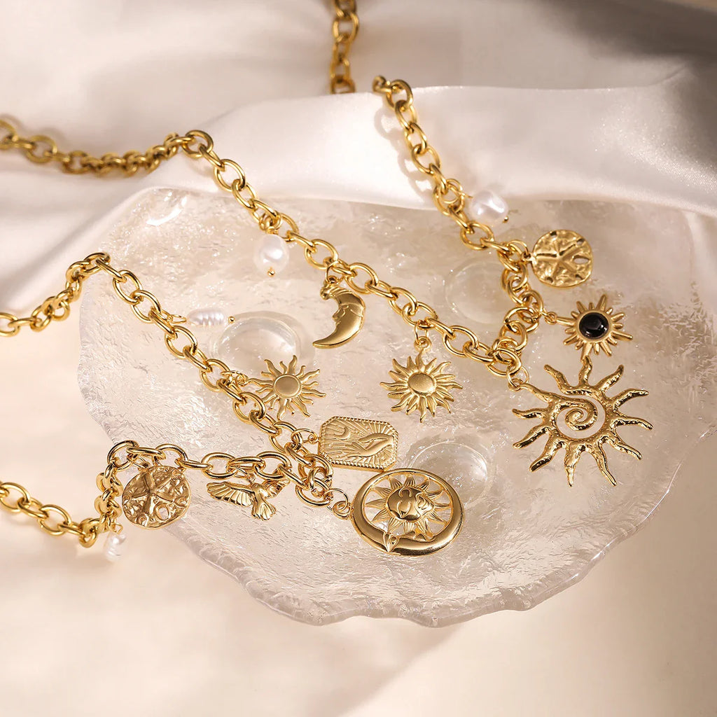 NEWBUY 2025 Fashion Gold Color Stainless Steel Jewelry Non-Fading Bohemian Style Choker Necklaces For Women Summer Accessories