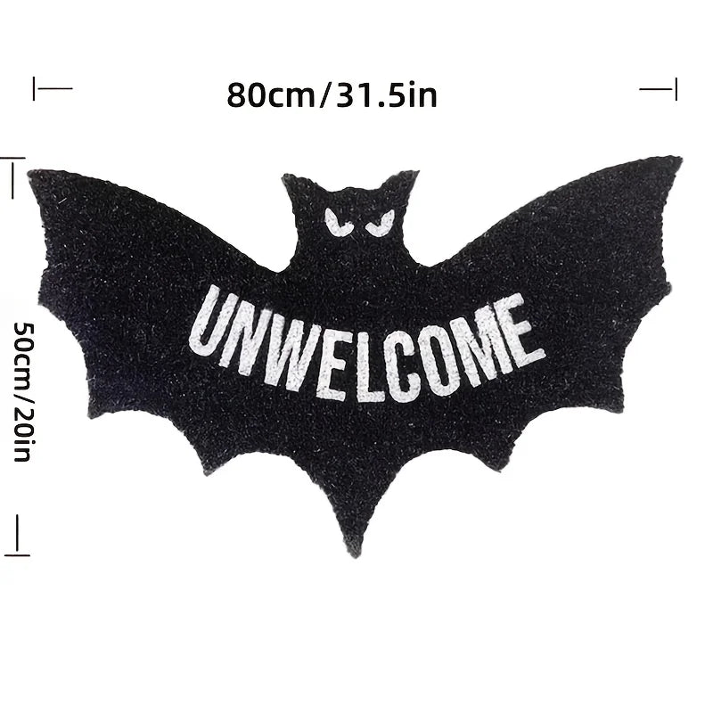VIKAMA Halloween Shape Decorative Carpet Black Bat Doormat Gothic Entrance Mat Washable Stain-Resistant Carpet Outdoor Carpet