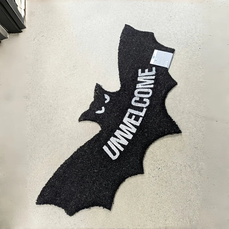 VIKAMA Halloween Shape Decorative Carpet Black Bat Doormat Gothic Entrance Mat Washable Stain-Resistant Carpet Outdoor Carpet