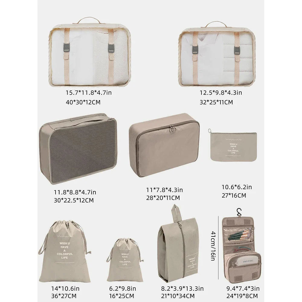Travel Packing Cube Set 7/8/9 Pcs Polyester Organizer