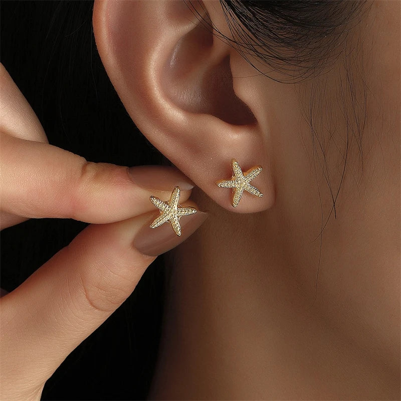 Vintage Metal Shell Stud Earrings for Women Trendy Accessories Personalization Jewelry Earrings Daily Wear Creative Jewelry Gift