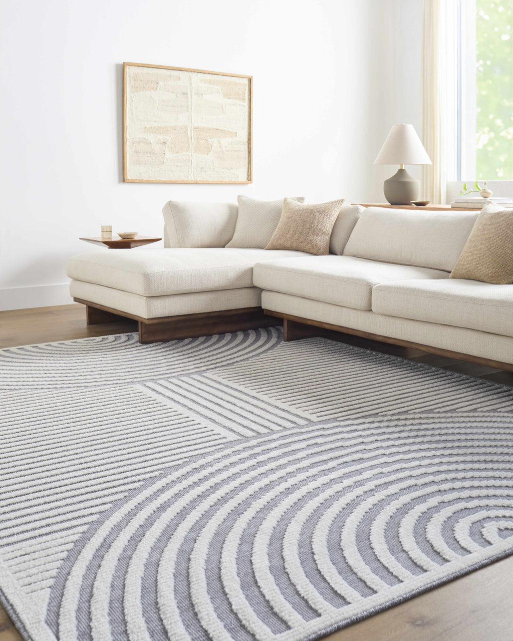 Deron Gray Rainbow Washable Rug