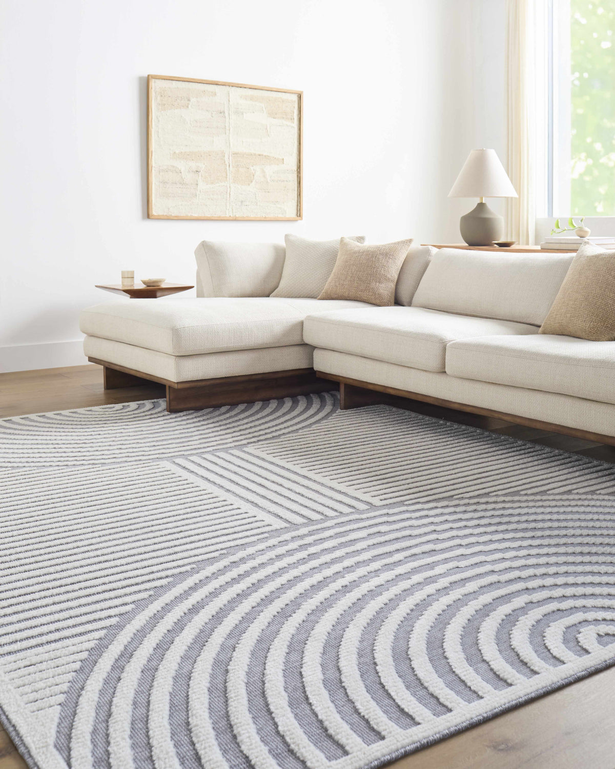 Deron Gray Rainbow Washable Rug