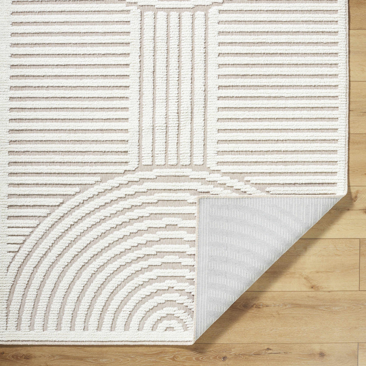 Deron Ivory 3D Rainbow Washable Rug