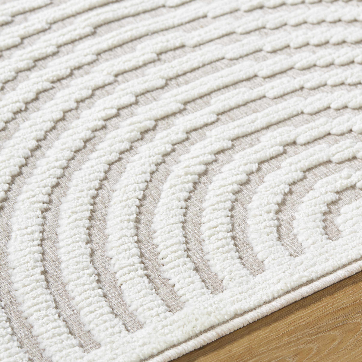 Deron Ivory 3D Rainbow Washable Rug