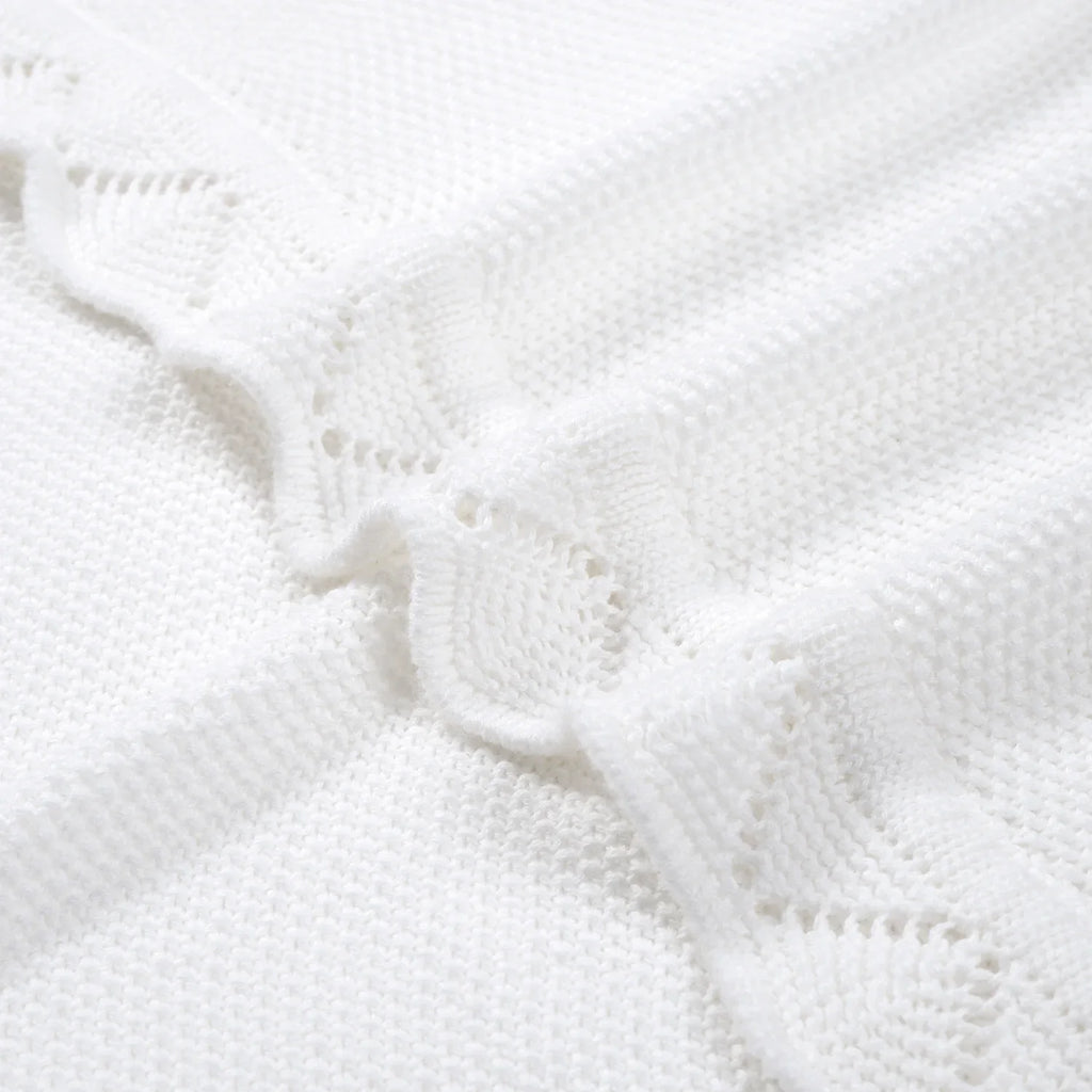 Heirloom Lace Knit Baby Blanket in White