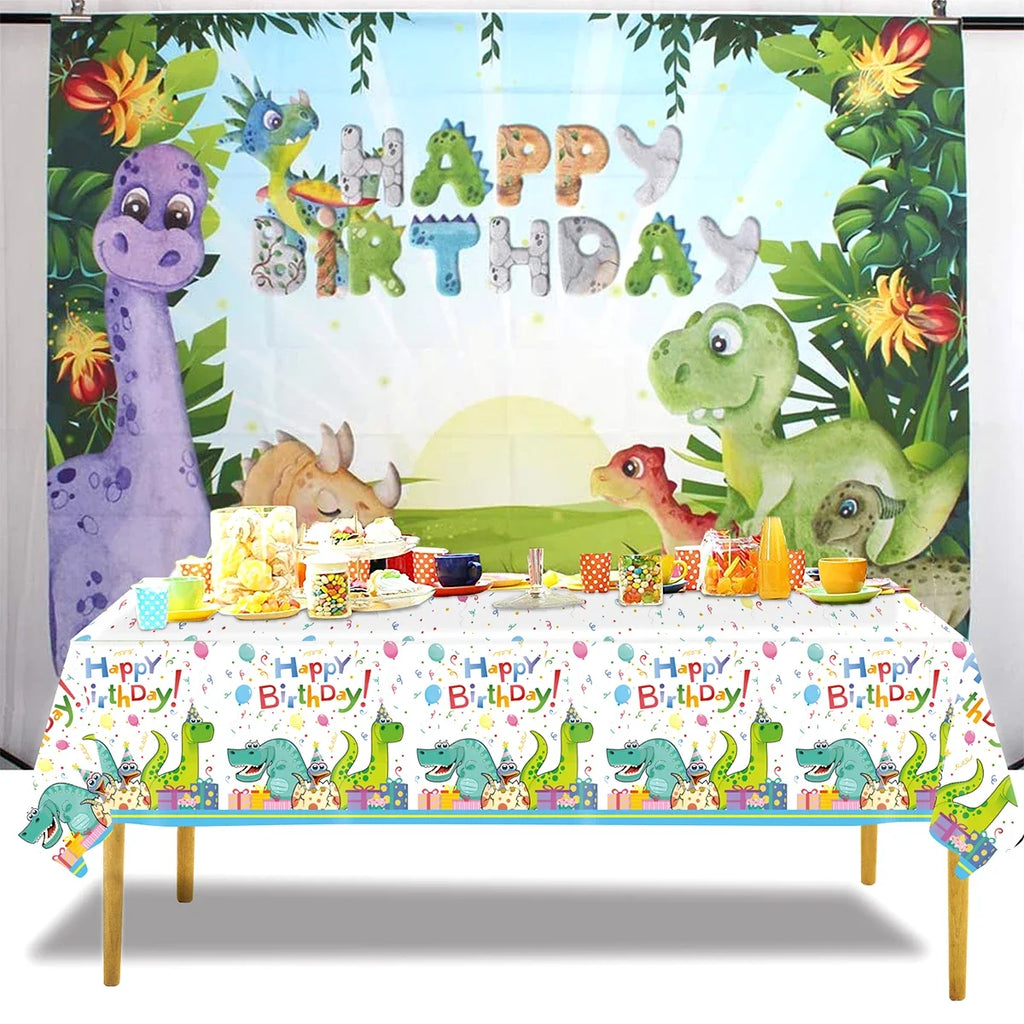 Dinosaur Birthday Disposable Tablecloth Birthday Party Decoration Kids Boy Baby Shower Jungle Dino Party Table Cover Supplies