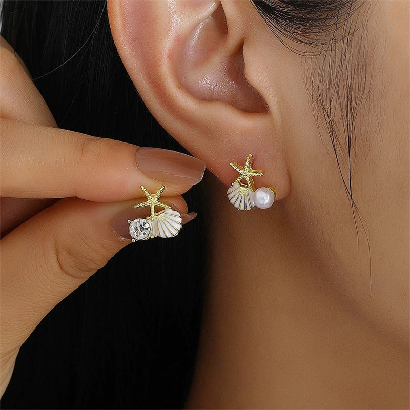 Vintage Metal Shell Stud Earrings for Women Trendy Accessories Personalization Jewelry Earrings Daily Wear Creative Jewelry Gift