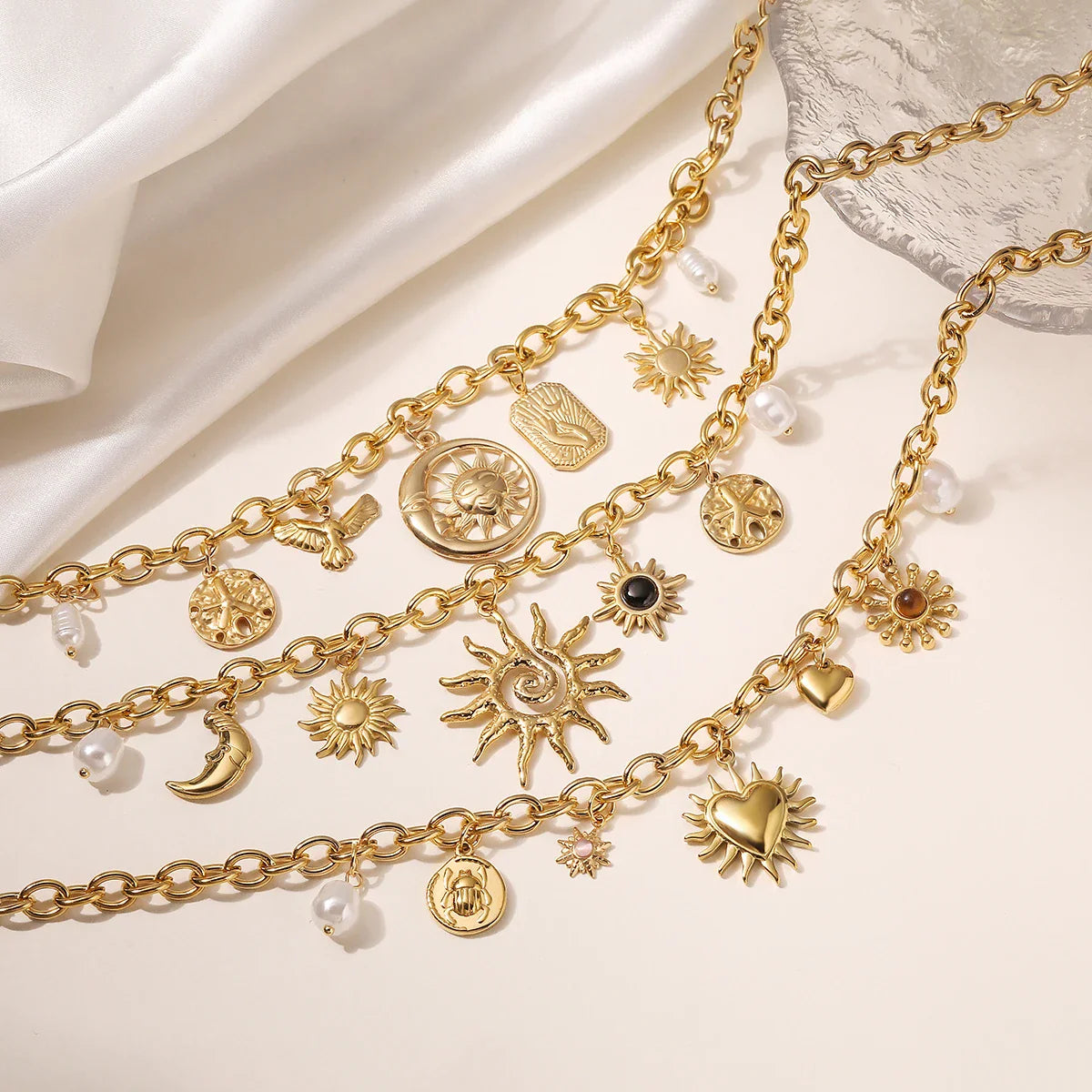 NEWBUY 2025 Fashion Gold Color Stainless Steel Jewelry Non-Fading Bohemian Style Choker Necklaces For Women Summer Accessories