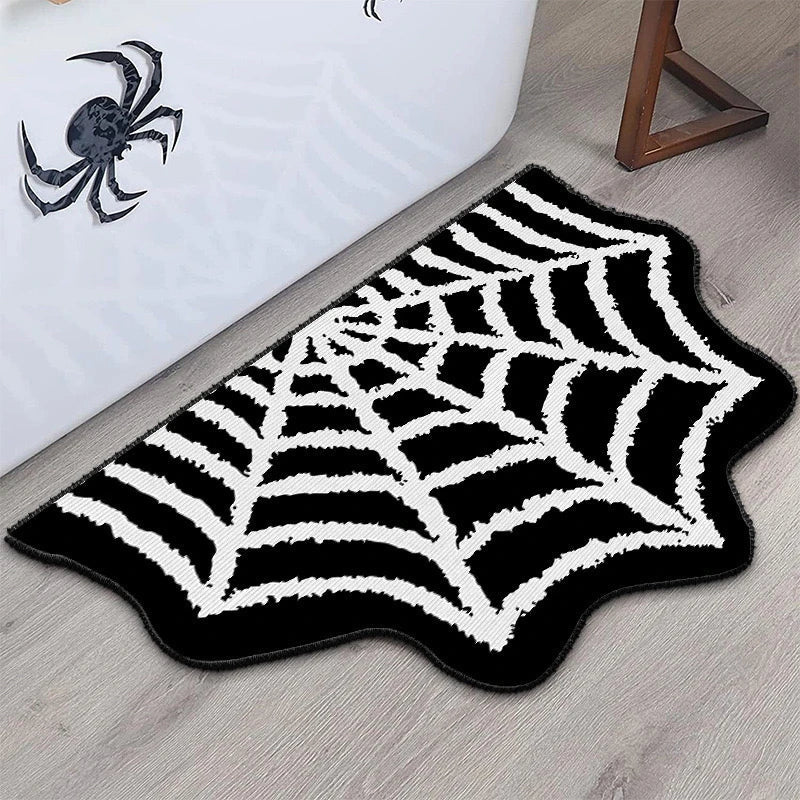 VIKAMA Halloween Black Spider Rug Anti-Slip Mat, Suitable for Bathrooms, Festive Halloween Decor Rug