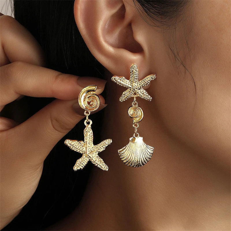 Vintage Metal Shell Stud Earrings for Women Trendy Accessories Personalization Jewelry Earrings Daily Wear Creative Jewelry Gift