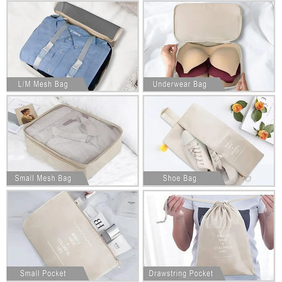 Travel Packing Cube Set 7/8/9 Pcs Polyester Organizer