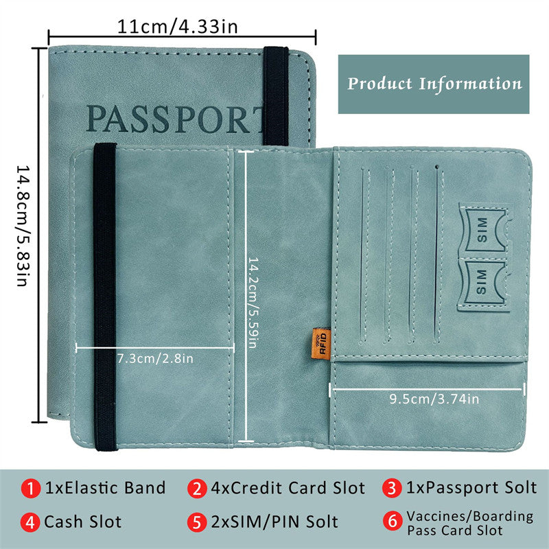 RFID Vintage PU Leather Passport Holder | Multi-Function Travel Wallet