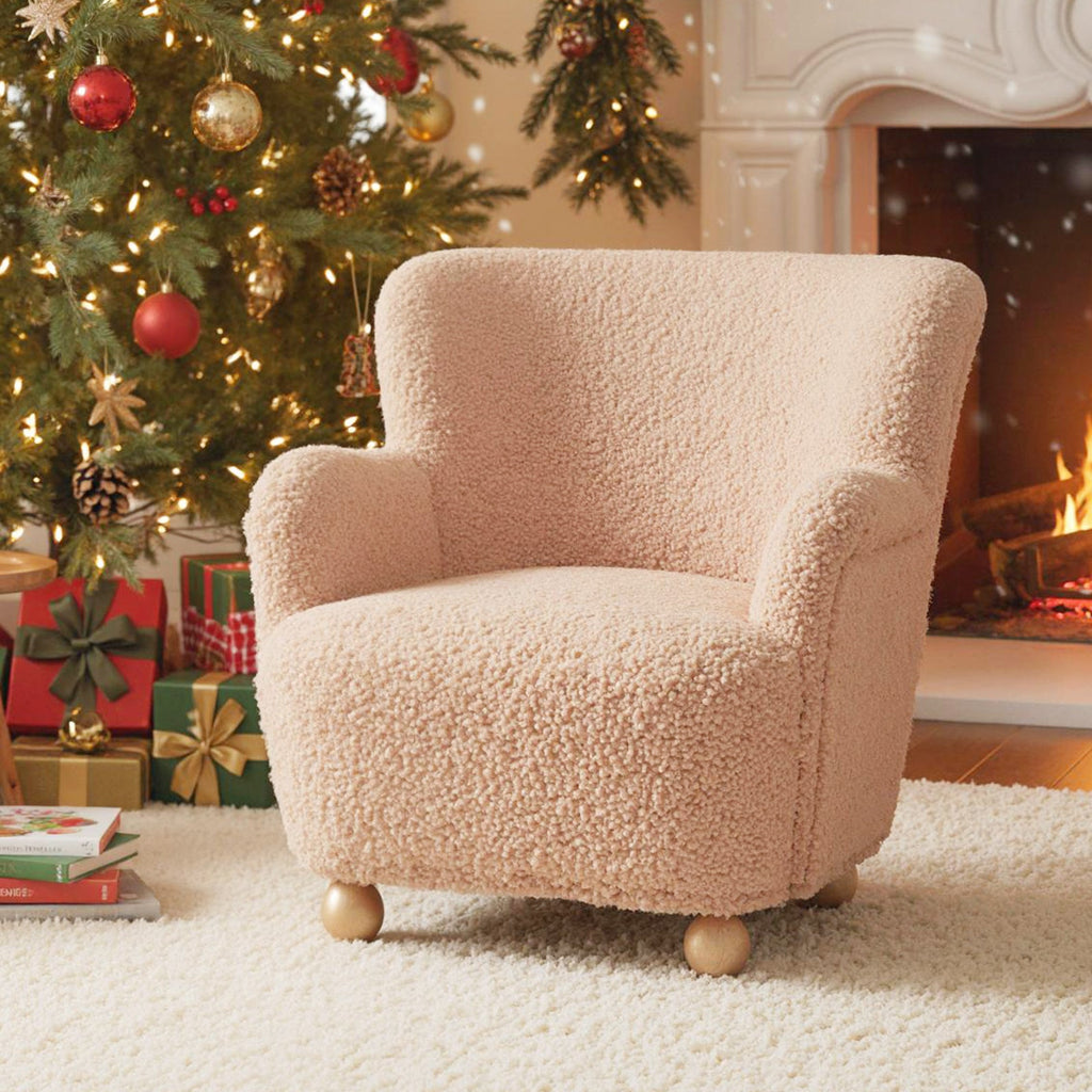 Sherpa Kids Sofa Comfy Toddler Armchair with Solid Rubber Wood Legs
