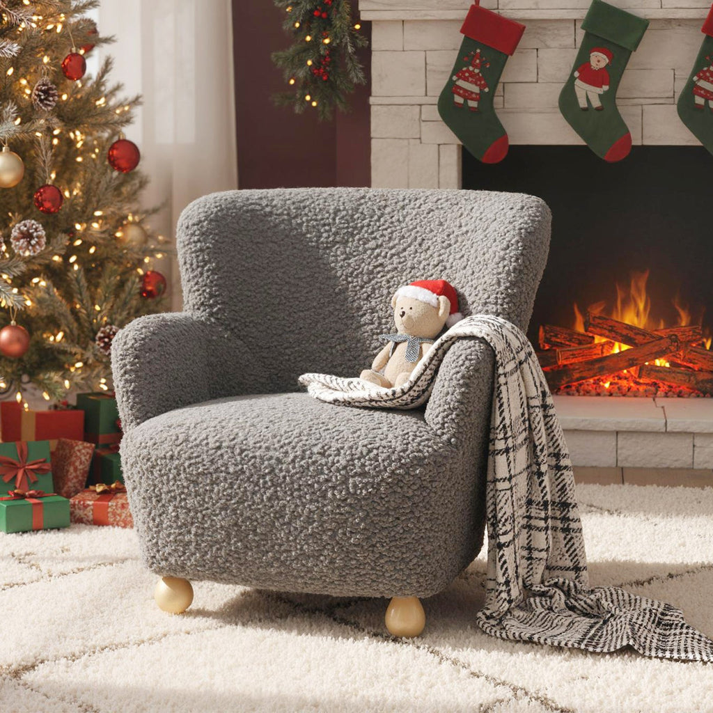 Sherpa Kids Sofa Comfy Toddler Armchair with Solid Rubber Wood Legs