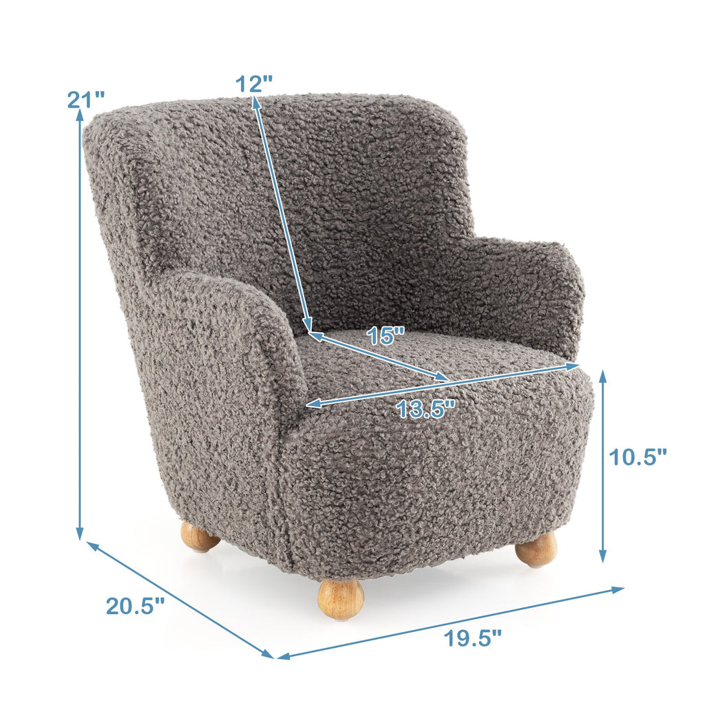 Sherpa Kids Sofa Comfy Toddler Armchair with Solid Rubber Wood Legs