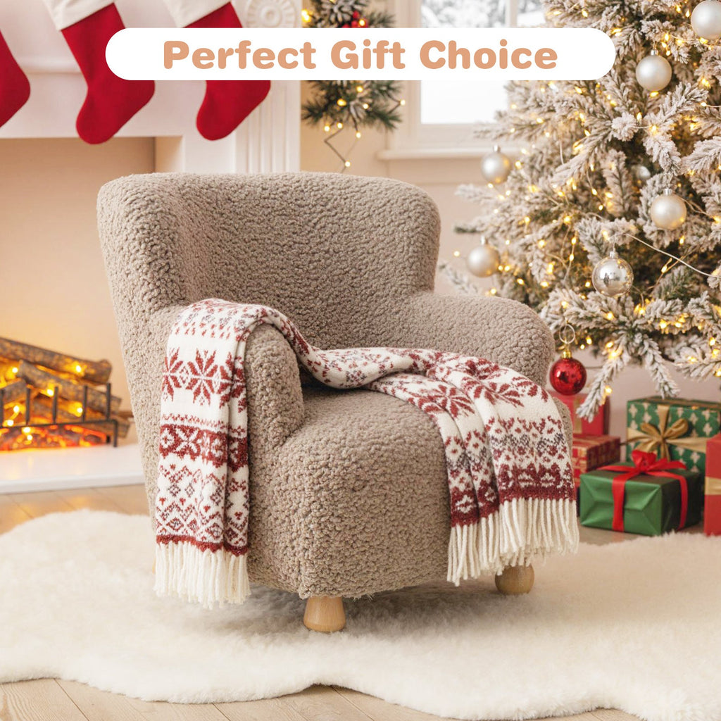Sherpa Kids Sofa Comfy Toddler Armchair with Solid Rubber Wood Legs