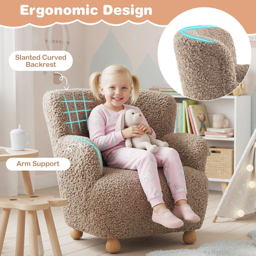 Sherpa Kids Sofa Comfy Toddler Armchair with Solid Rubber Wood Legs