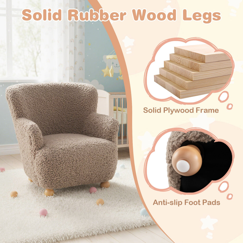 Sherpa Kids Sofa Comfy Toddler Armchair with Solid Rubber Wood Legs