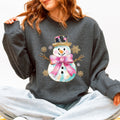 Snowman Christmas Snow Bow Ribbon Festive Holiday Print With Cheery Ribbon Accents Sweatshirt